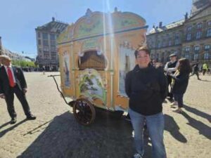 Jodi in the front of the ‘Het Snotneusje’ brought out for Liberation Day Celebration